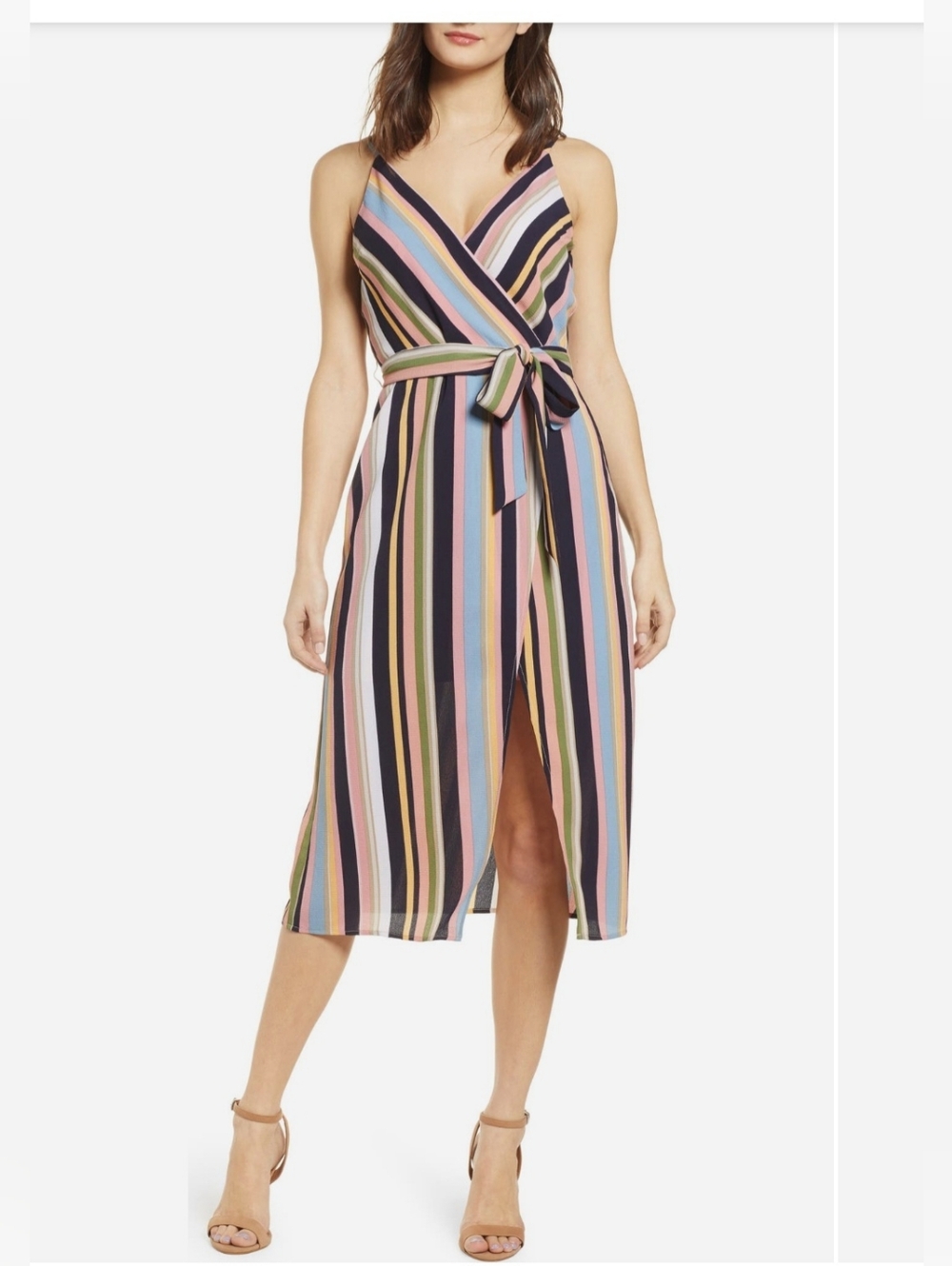Love, Nicki Lew Striped Wrap Style Midi Dress, NWT